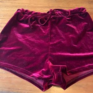 Red velvet booty shorts